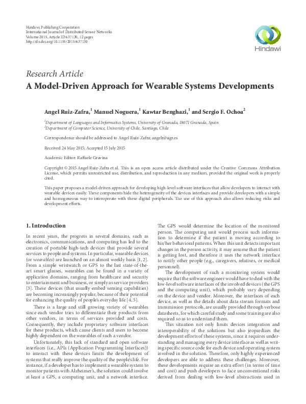 (PDF) A Model-Driven Approach for Wearable Systems Developments