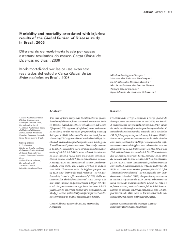 (PDF) Morbidity and mortality associated with injuries: results of the ...