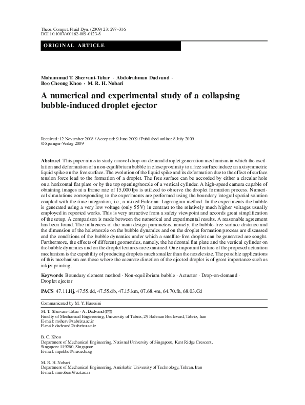 (PDF) A numerical and experimental study of a collapsing bubble-induced ...