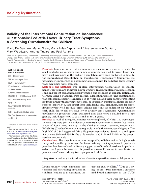 (PDF) Validity of the International Consultation on Incontinence