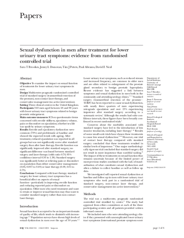 (PDF) Sexual dysfunction in men after treatment for lower urinary tract ...