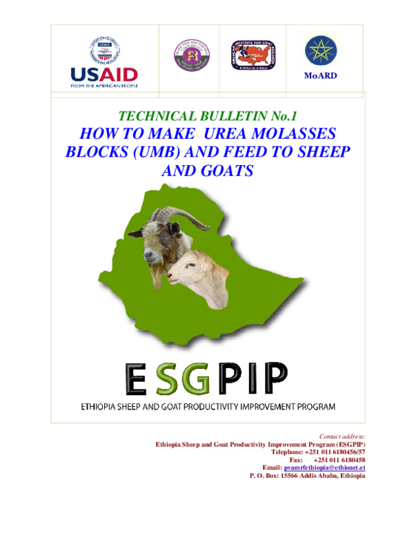 (PDF) HOW TO MAKE UREA MOLASSES BLOCKS (UMB) AND FEED TO SHEEP AND