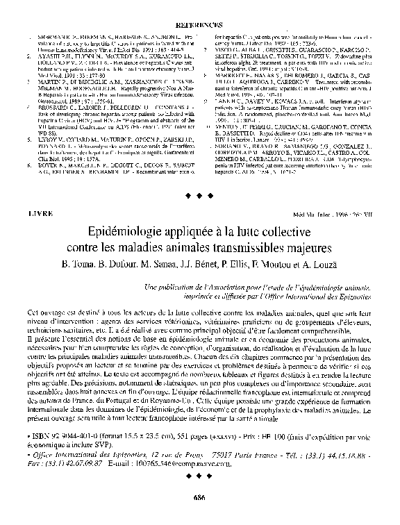 Pdf Epidemiologie Appliquee A La Lutte Collective Contre Les Maladies Animales Transmissibles Majeures Barbara Dufour B Toma And Armando C Louza Academia Edu
