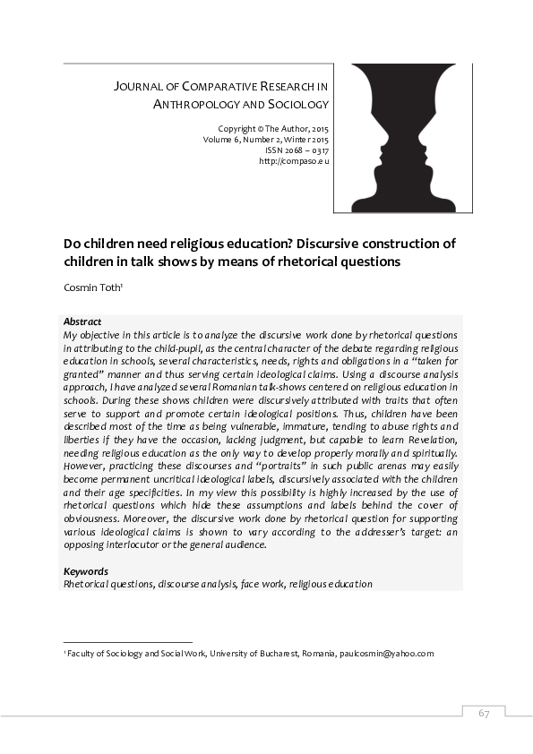 (PDF) Do children need religious education? Discursive construction of ...