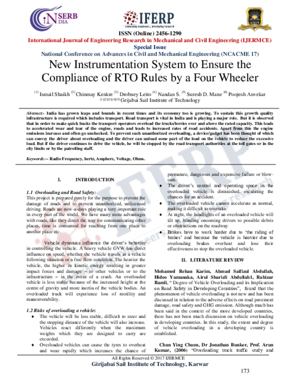 (PDF) New Instrumentation system to assist RTO to check overloading of ...