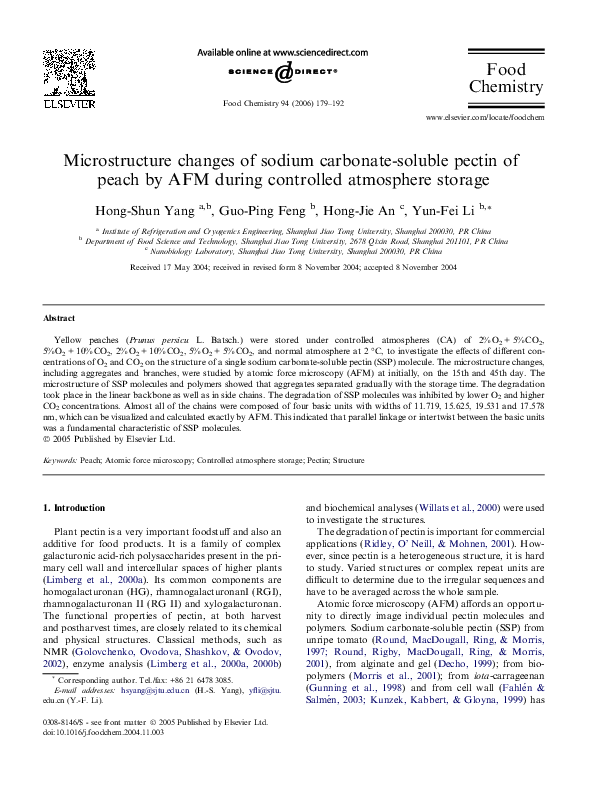 (PDF) Microstructure changes of sodium carbonatesoluble pectin of peach by AFM during