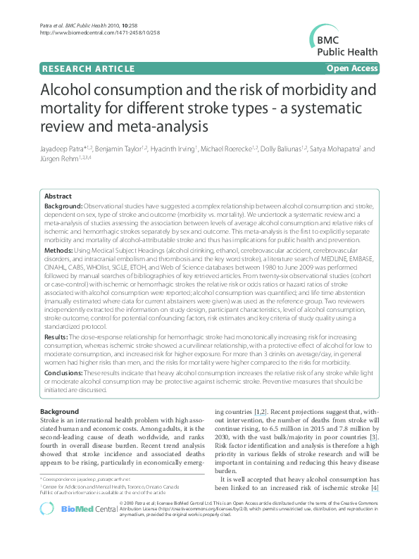 (PDF) Alcohol consumption and the risk of morbidity and mortality for ...