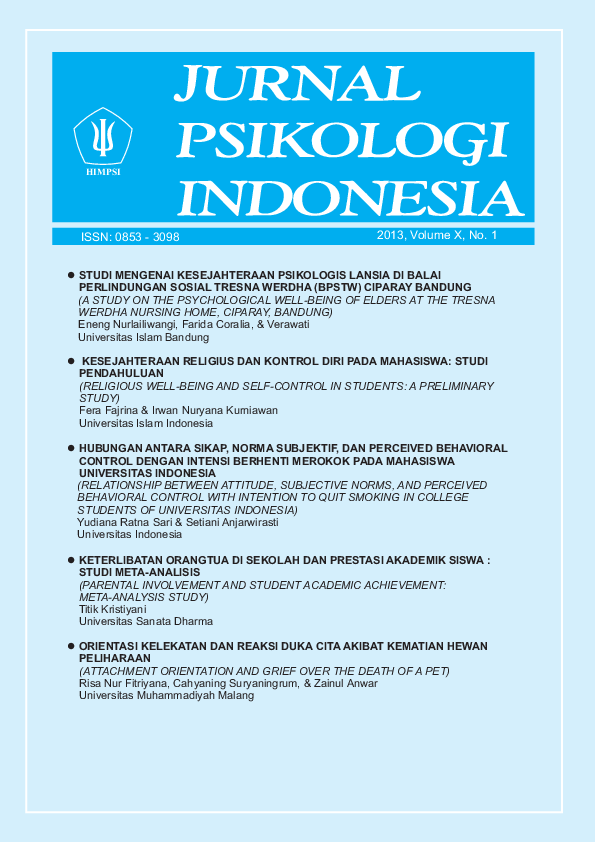 (PDF) Jurnal Psikologi Indonesia vol 10 no 1 2013