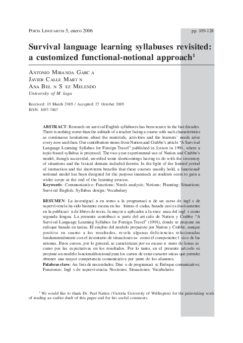 (PDF) Survival language learning syllabuses revisited: a customized ...