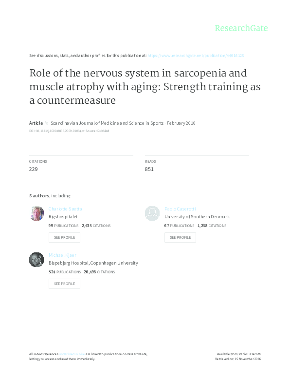 (PDF) Role of the nervous system in sarcopenia and muscle atrophy with