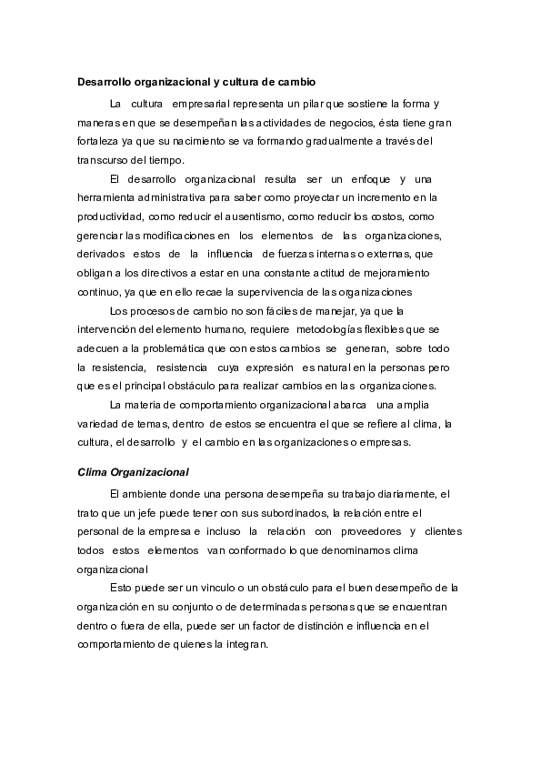 (DOC) Desarrollo organizacional y cultura de cambio