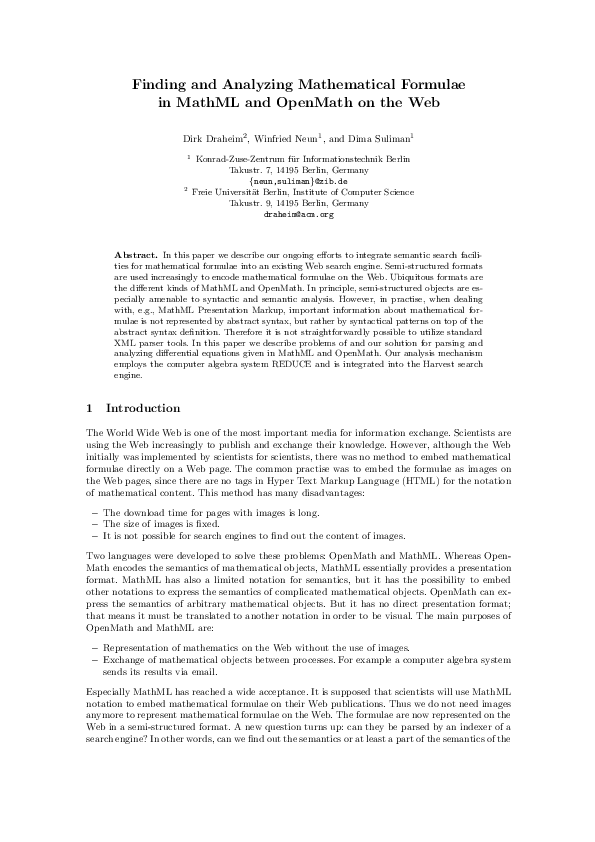 (PDF) Finding and Analyzing Mathematical Formulae in MathML and ...