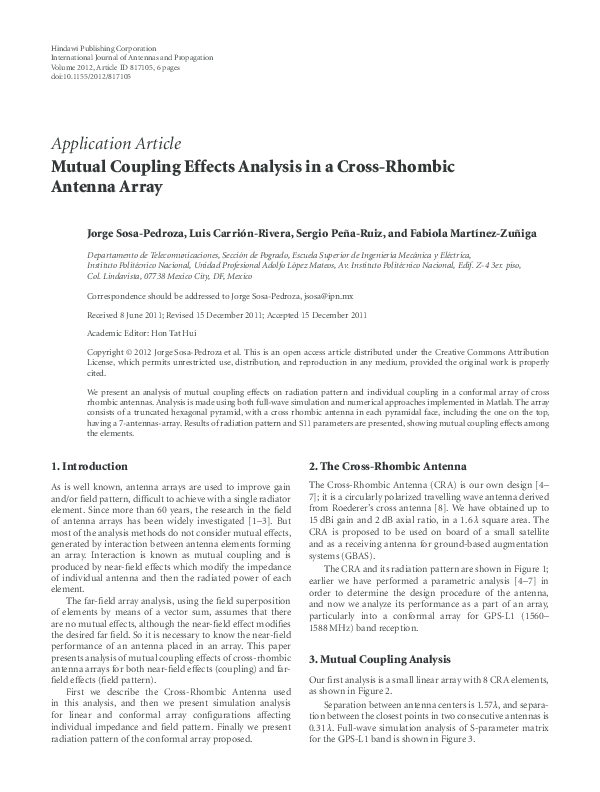 (PDF) Mutual Coupling Effects Analysis in a CrossRhombic Antenna Array