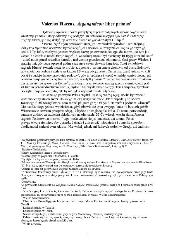 (DOC) Valerius Flaccus, Argonauticon liber primus