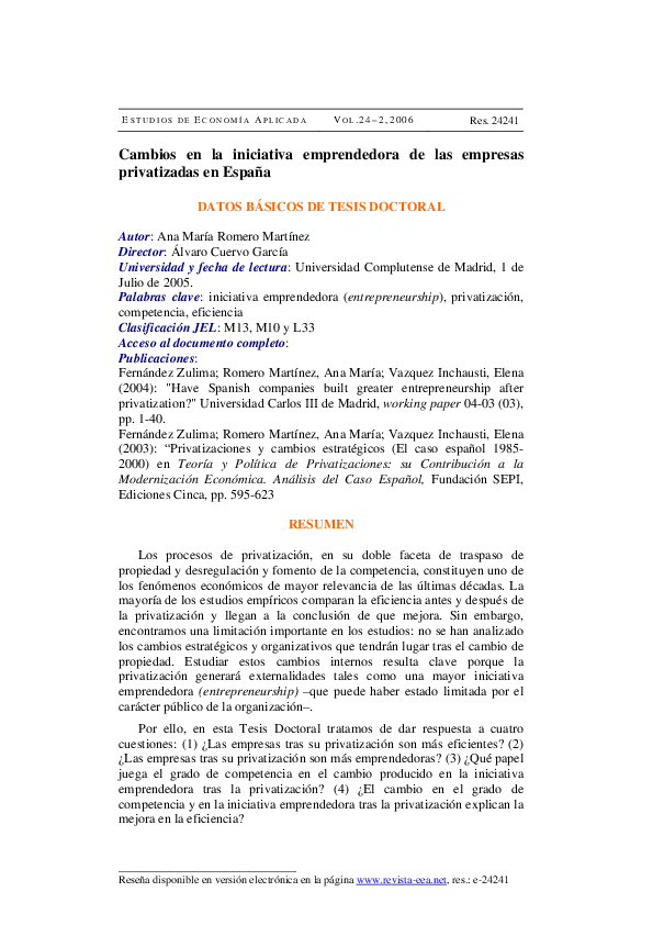 (PDF) Cambios en la iniciativa emprendedora de las empresas ...