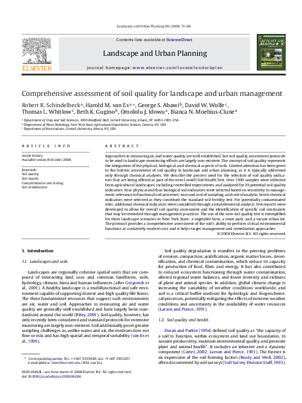 (PDF) Comprehensive assessment of soil quality for landscape and urban ...