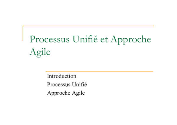 (PDF) Processus Unifié et Approche Agile