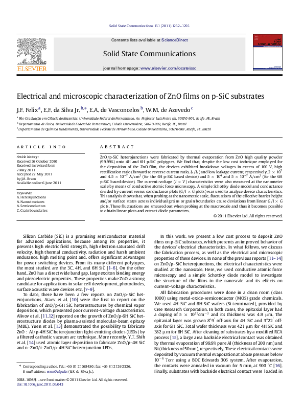 (PDF) Electrical and microscopic characterization of ZnO films on p-SiC ...