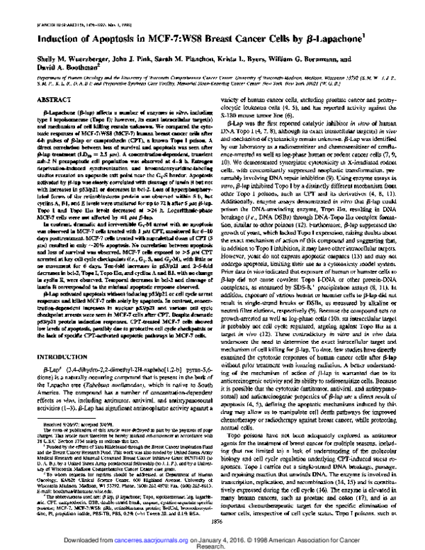 (PDF) Induction of apoptosis in MCF-7:WS8 breast cancer cells by beta ...