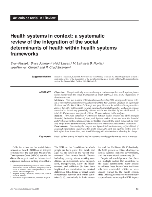 (PDF) Health systems in context: a systematic review of the integration ...