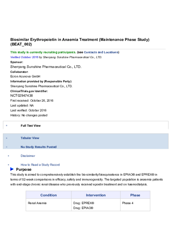 (DOC) Biosimilar Erythropoietin in Anaemia Treatment (Maintenance Phase