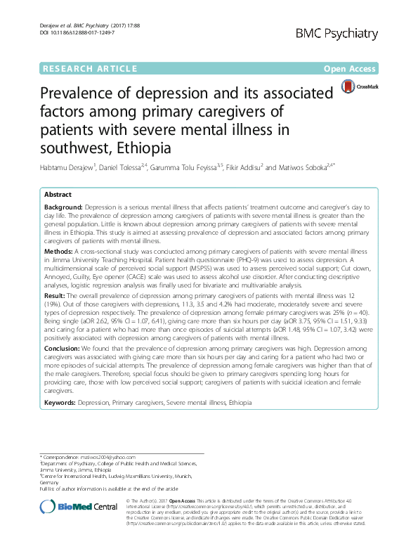 (PDF) Prevalence of depression and its associated factors among primary ...