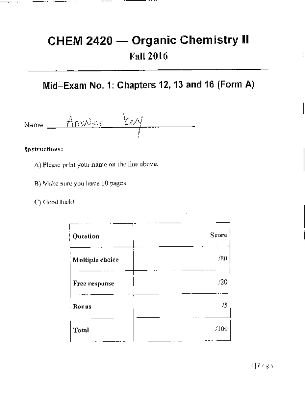 acs organic chemistry exam 2016 pdf