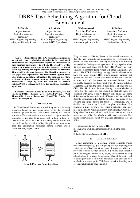 (PDF) DRRS Task Scheduling Algorithm for Cloud Environment image.