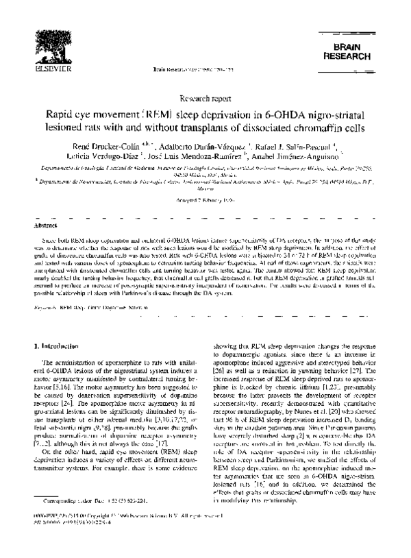 (PDF) Rapid eye movement (REM) sleep deprivation in 6-OHDA nigro ...