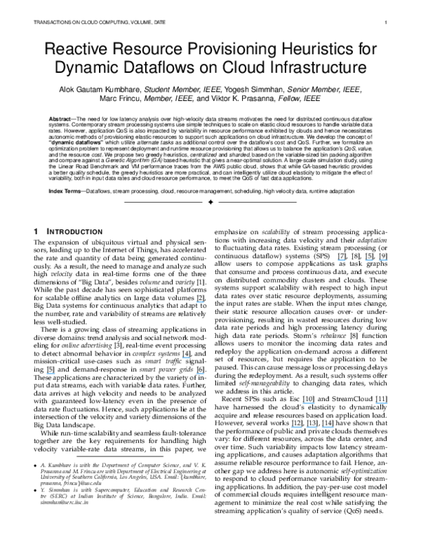 (PDF) Reactive Resource Provisioning Heuristics for Dynamic Dataflows ...