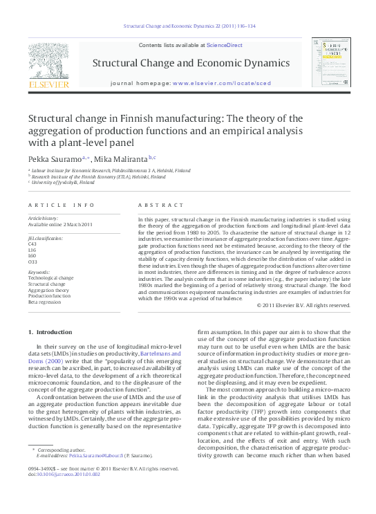 (PDF) Structural change in Finnish manufacturing: The theory of the ...