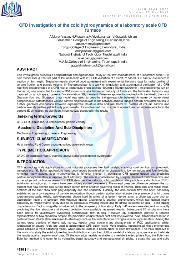 (PDF) CFD investigation of the cold hydrodynamics of a laboratory scale ...