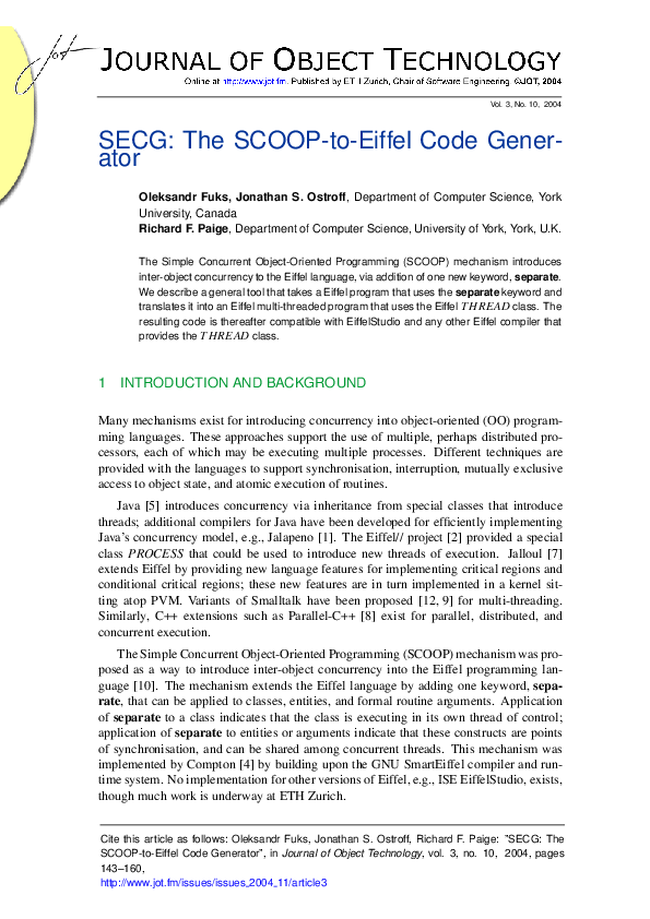 (PDF) SECG: The SCOOP-to-Eiffel Code Generator