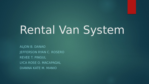 (PPT) Rental Van System pp