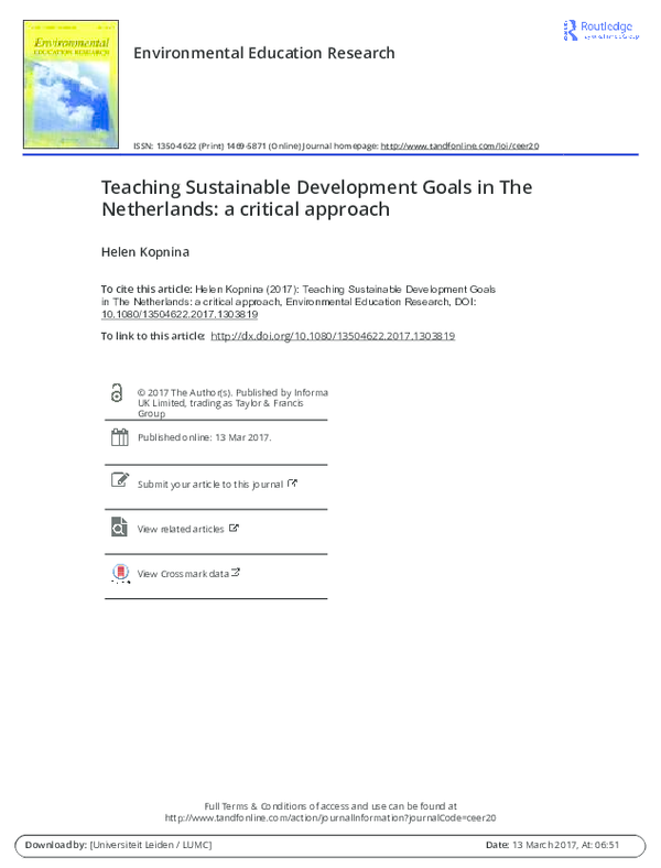 (PDF) Teaching Sustainable Development Goals in The Netherlands: a ...
