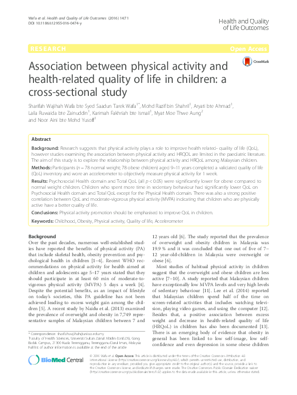 (PDF) Association between physical activity and health-related quality ...