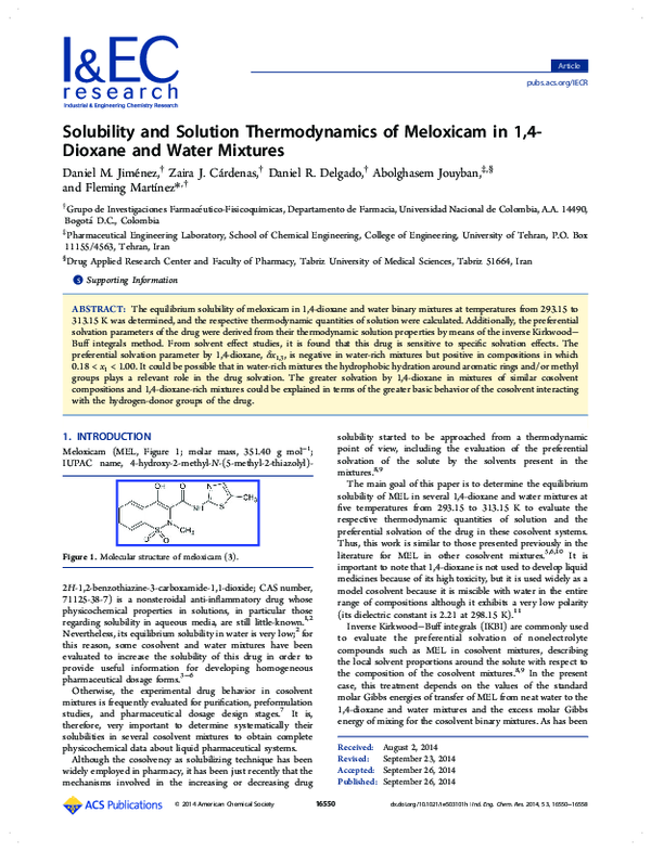 (PDF) Solubility and Solution Thermodynamics of Meloxicam in 1,4 ...