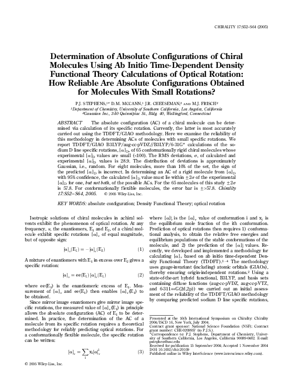 (PDF) Determination of absolute configurations of chiral molecules ...
