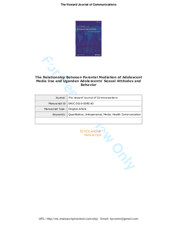(PDF) The Relationship Between Parental Mediation of Adolescent Media ...