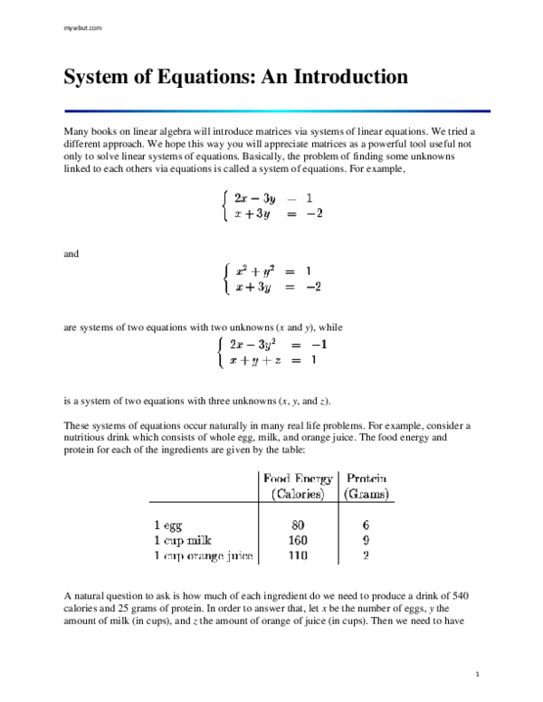 (PDF) System of Equations: An Introduction