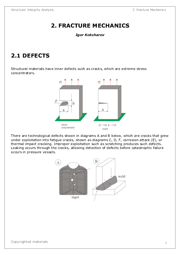 (PDF) Structural Integrity Analysis 2. Fracture Mechanics Copyrighted ...