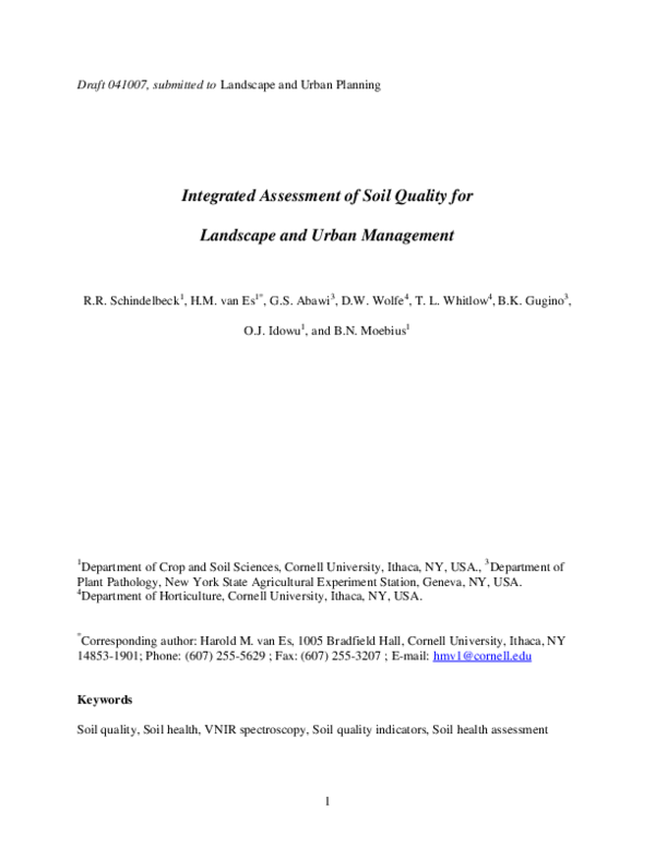 (PDF) Integrated Assessment of Soil Quality for Landscape and Urban ...
