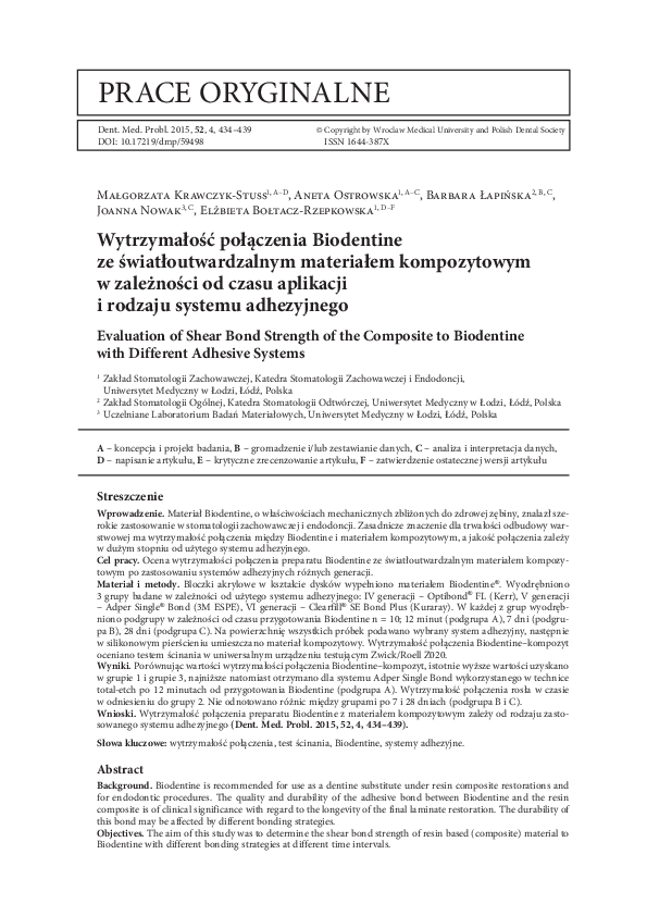 (PDF) Evaluation of Shear Bond Strength of the Composite to Biodentine ...