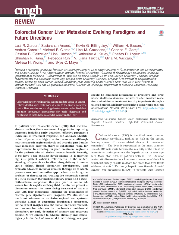 (PDF) Colorectal Cancer Liver Metastasis: Evolving Paradigms and Future ...