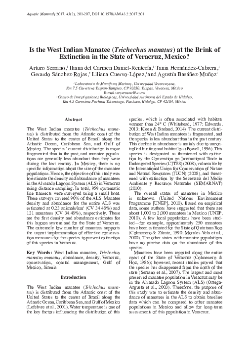 (PDF) Is the West Indian Manatee (Trichechus manatus) at the Brink of