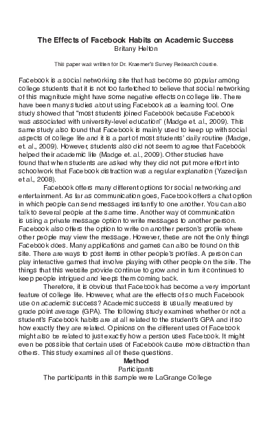 (PDF) The Effects of Facebook Habits on Academic Success