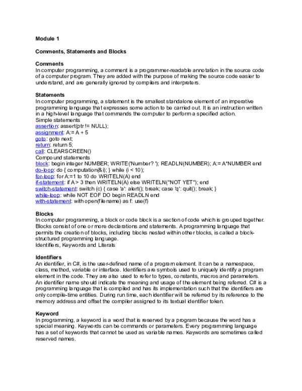 (DOC) Module 1 in programming