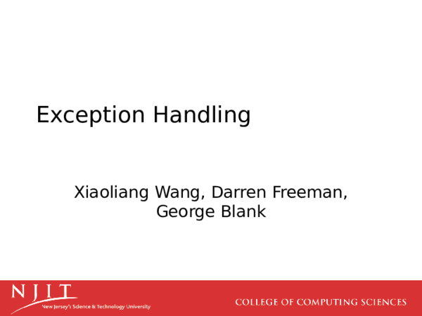 (PPT) Exception Handling