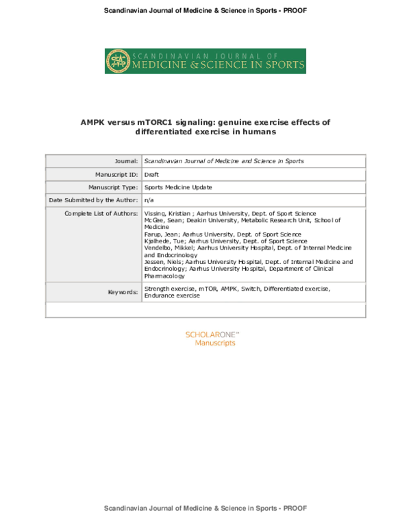 (PDF) AMPK vs mTORC1 signaling: Genuine exercise effects of ...