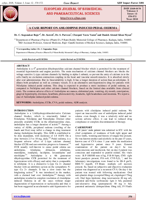 (PDF) A CASE REPORT ON AMLODIPINE INDUCED PEDAL OEDEMA danish niyazi